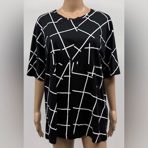Emporio Armani Black/White Geometric LG Cotton Top Dolman Sleeve Logo